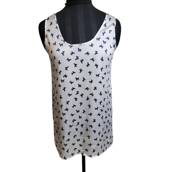 West Kei Reversible Dog Print & Stripe Tank Top | Size S - Picture 1 of 8